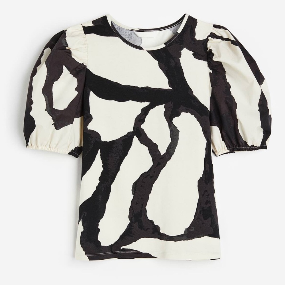 H&M Poplin Sleeve Knit Body Top